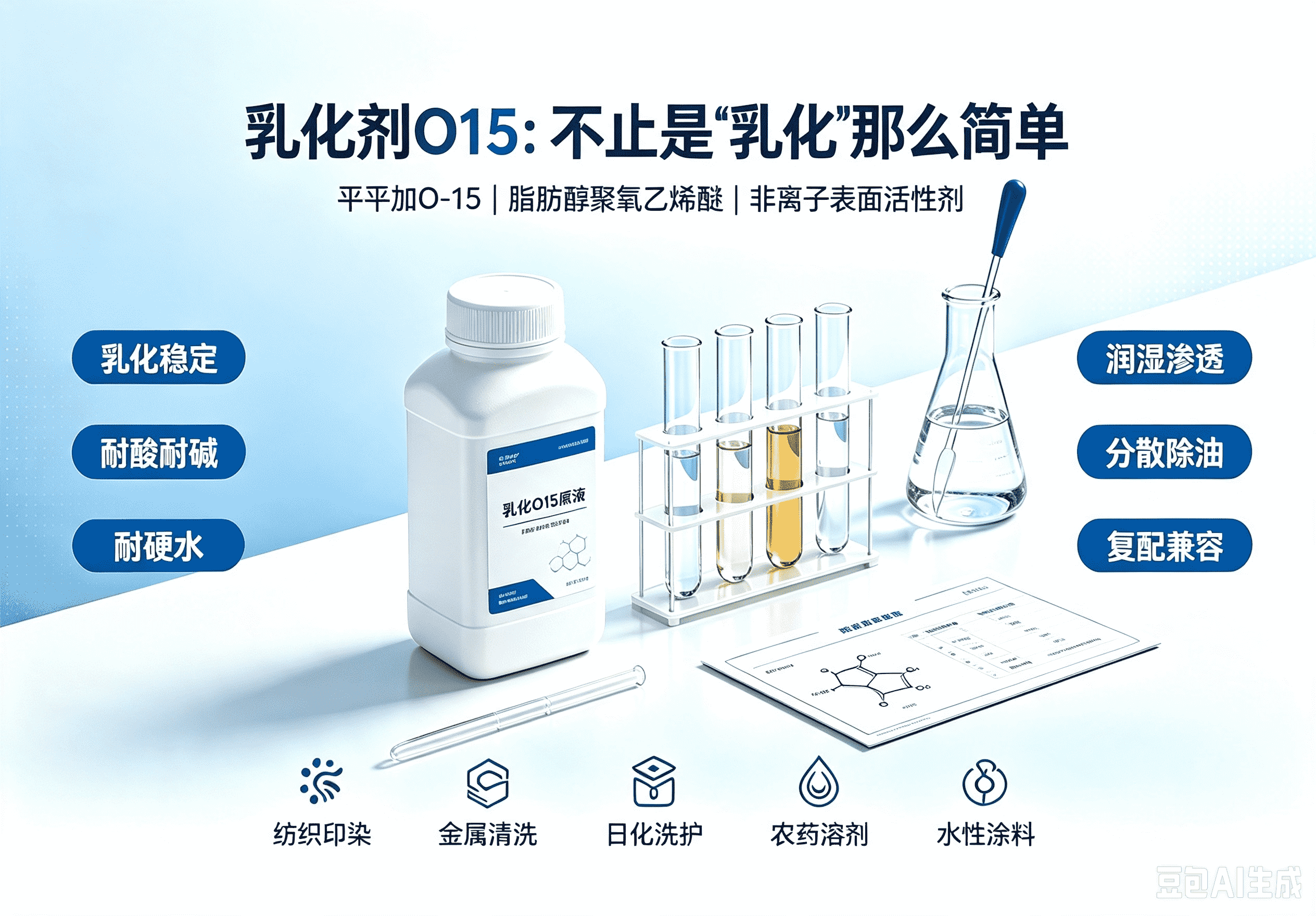 乳化剂 O15 产品核心特性科普示意图