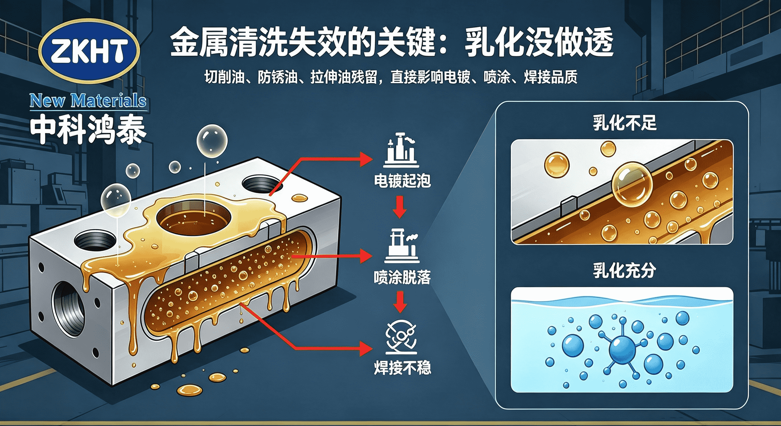 金属清洗乳化原理科普图