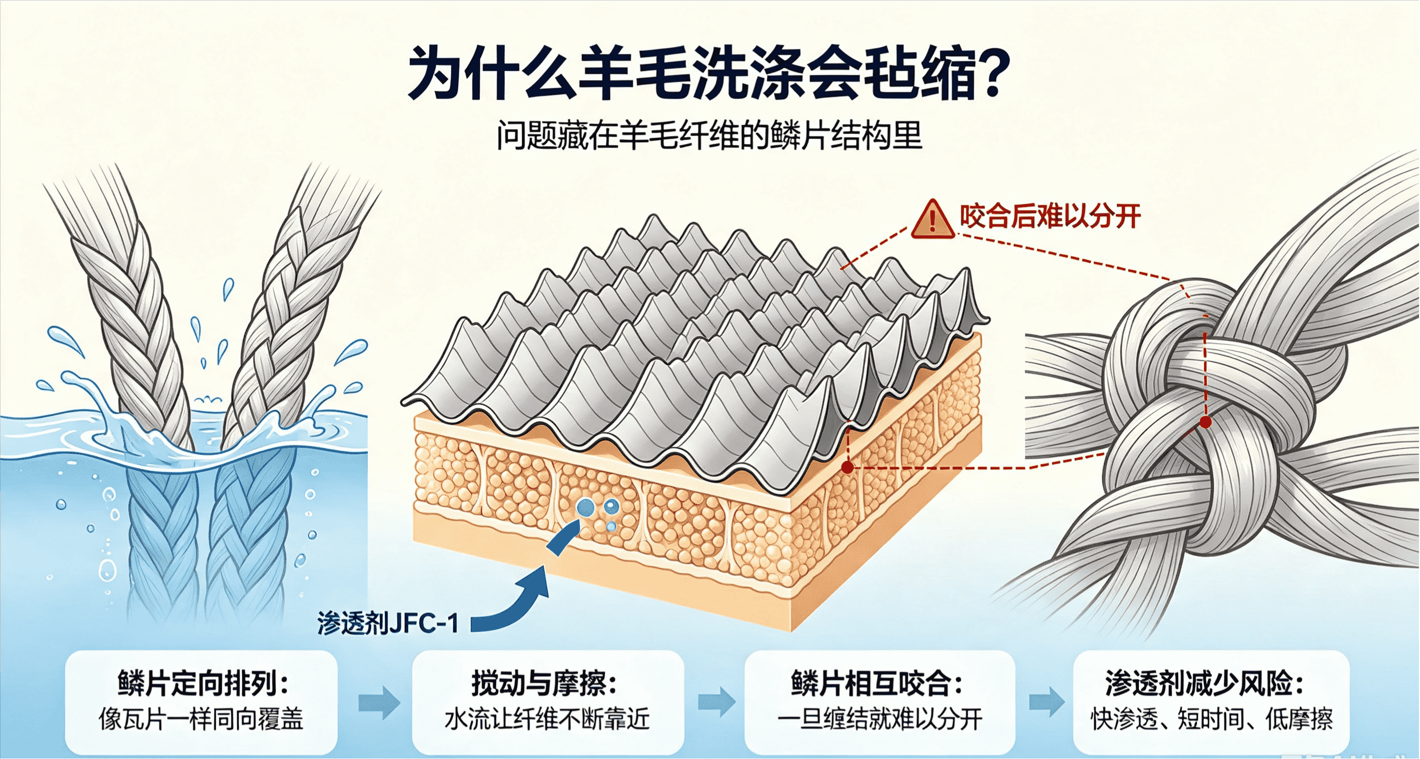 洗涤羊毛毡缩的原因图