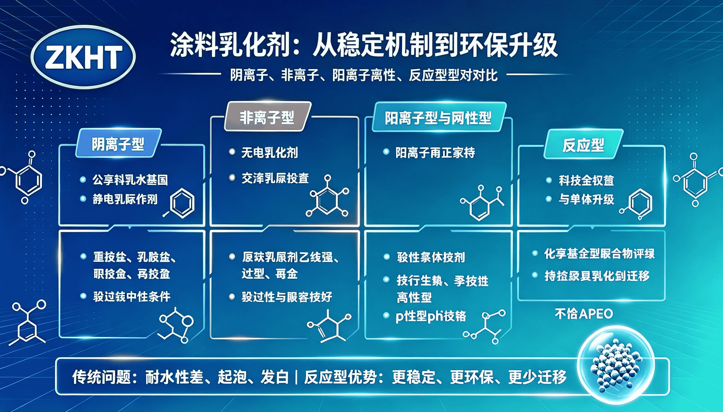 四种涂料乳化剂的特点对比图