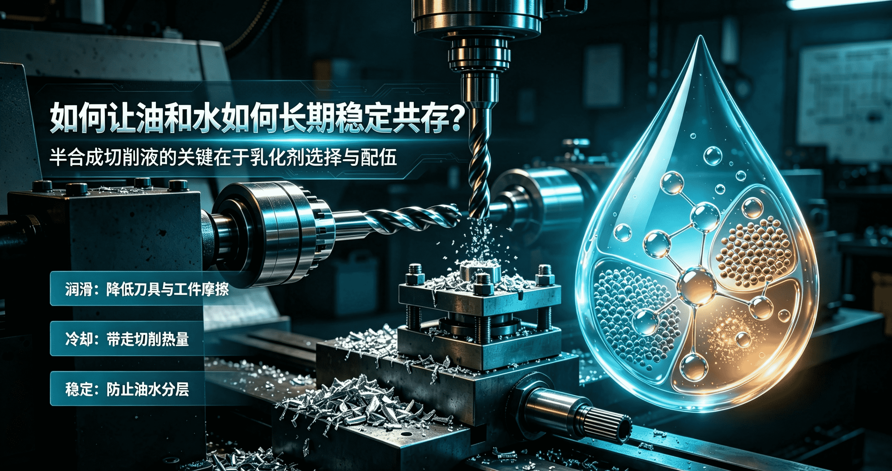 半合成切削液油水共存原理图